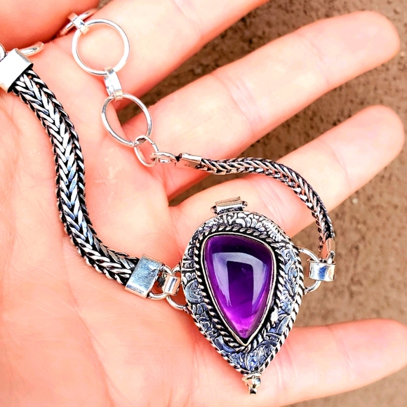 New Awesome Amethyst 925 Silver Poison Bracelet. - Picture 2 of 16